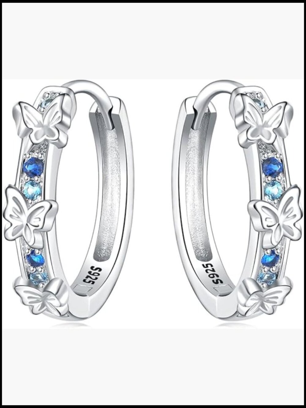 Double Loop Hoop Earrings 925 Sterling Silver Huggie Hypoallergenic Fashion